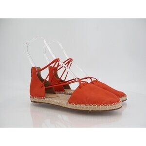 Eileen Fisher Women Espadrille Shoe Sz 9.5 Elastic Lace Ankle Strap Flat Orange